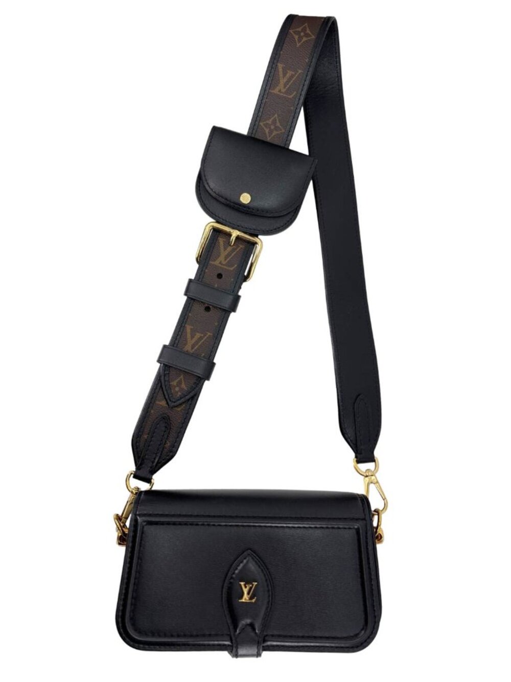Louis Vuitton  Officier Pouch Calfskin Leather Shoulder Bag Black